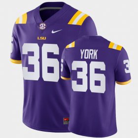 #36 Cade York College Football Tigers Game Men's Purple Jersey 389415-779