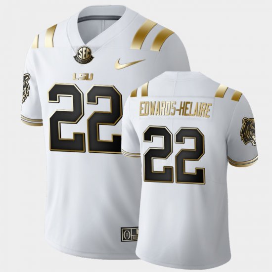 #22 Clyde Edwards-Helaire Golden Edition LSU Limited Mens White Jersey 744177-388