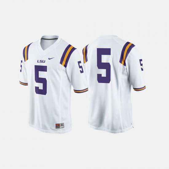 #5 College Football LSU Men White Jersey 562718-438