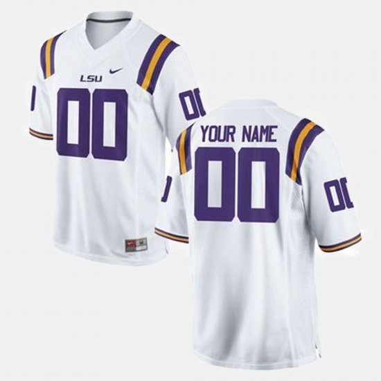 #00 Custom College Football LSU Tigers Men White Jersey 993208-671
