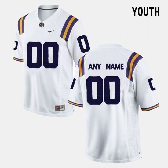 #00 Custom College Limited Football Louisiana State Tigers Youth White Jersey 816069-222