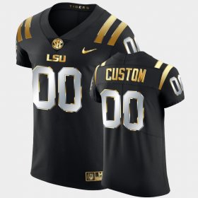 #00 Custom Golden Edition LSU Tigers Elite Football Men Black Jersey 771435-380