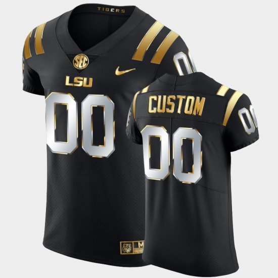 #00 Custom Golden Edition LSU Tigers Elite Football Men Black Jersey 771435-380