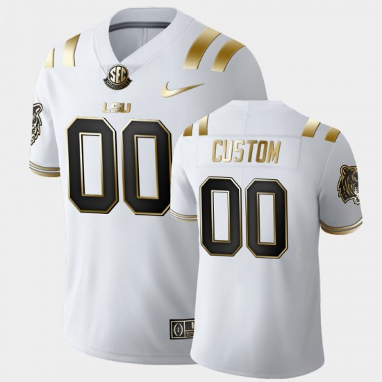 #00 Custom Golden Edition LSU Limited Football Men\'s White Jersey 571413-988
