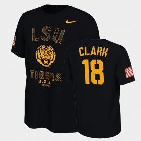 #18 Damone Clark College Football LSU Tigers Veterans Day 2021 America Flag Men Black T-Shirt 410999-129