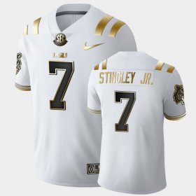 #7 Derek Stingley Jr. College Football Tigers Golden Edition Mens White Jersey 350173-226