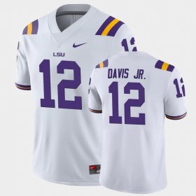 #12 Derrick Davis Jr. Game LSU Men White Jersey 564620-804
