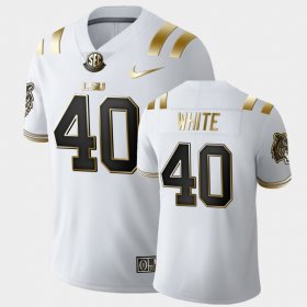 #40 Devin White Golden Edition LSU Tigers Limited Mens White Jersey 901205-384