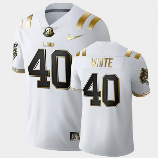 #40 Devin White Golden Edition LSU Tigers Limited Mens White Jersey 901205-384