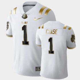 #1 Ja'Marr Chase Golden Edition LSU Limited Football Men White Jersey 753743-465