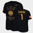 #1 Ja'Marr Chase College Football LSU Veterans Day 2021 America Flag Mens Black T-Shirt 382789-881
