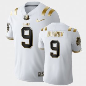 #9 Joe Burrow Golden Edition LSU Limited Football Men White Jersey 743654-998