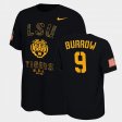 #9 Joe Burrow College Football LSU Tigers Veterans Day 2021 America Flag Mens Black T-Shirt 194402-166