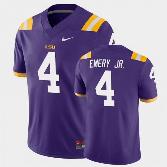 #4 John Emery Jr. Game Louisiana State Tigers Men Purple Jersey 529211-831