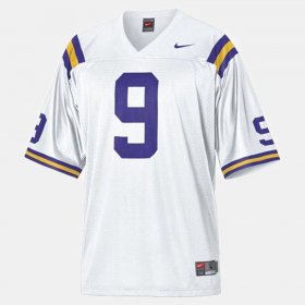 #9 Jordan Jefferson College Football LSU Tigers Men White Jersey 745665-460