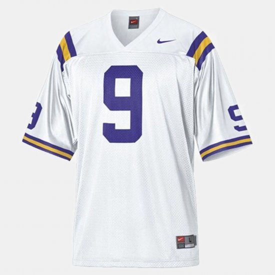 #9 Jordan Jefferson College Football LSU Tigers Men White Jersey 745665-460