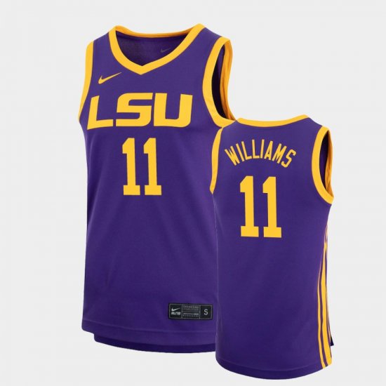 #11 Justice Williams Replica LSU Tigers Basketball Men\'s Purple Jersey 420780-504