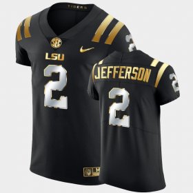 #2 Justin Jefferson Golden Edition Louisiana State Tigers Elite Men's Black Jersey 866235-978