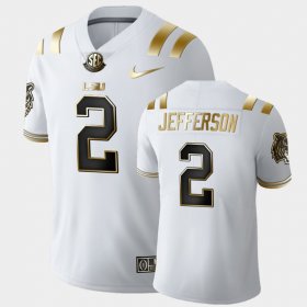 #2 Justin Jefferson Golden Edition Tigers Limited Men White Jersey 347465-392