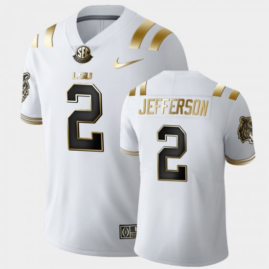 #2 Justin Jefferson Golden Edition Tigers Limited Men White Jersey 347465-392