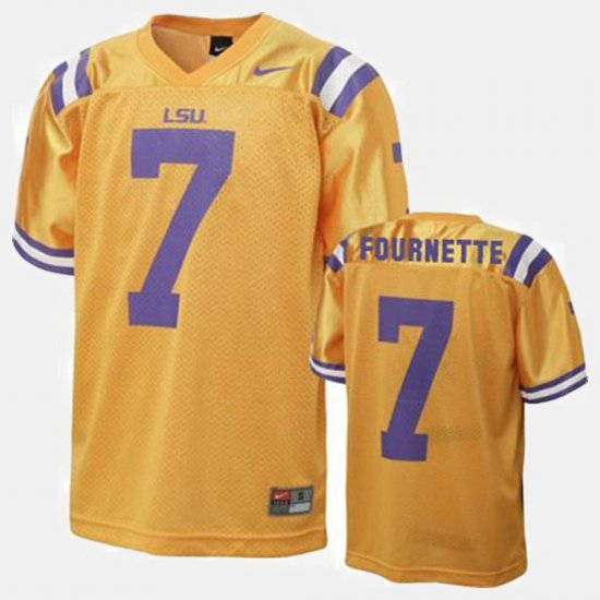 #7 Leonard Fournette College Football LSU Tigers Mens Gold Jersey 701291-799