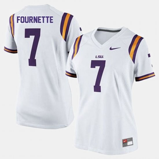 #7 Leonard Fournette College Football Tigers Women\'s White Jersey 657421-837