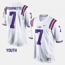 #7 Leonard Fournette College Football LSU Youth White Jersey 211090-589