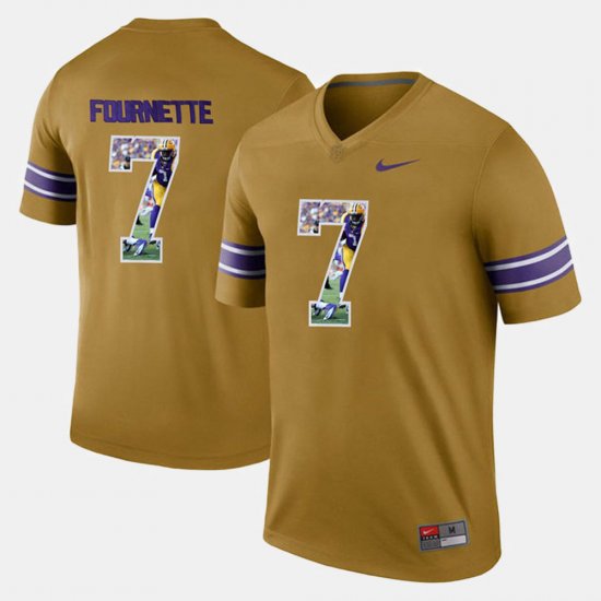 #7 Leonard Fournette Player Pictorial LSU Men Gold Jersey 836705-856