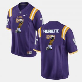 #7 Leonard Fournette Player Pictorial Louisiana State Tigers Men Purple Jersey 420746-386