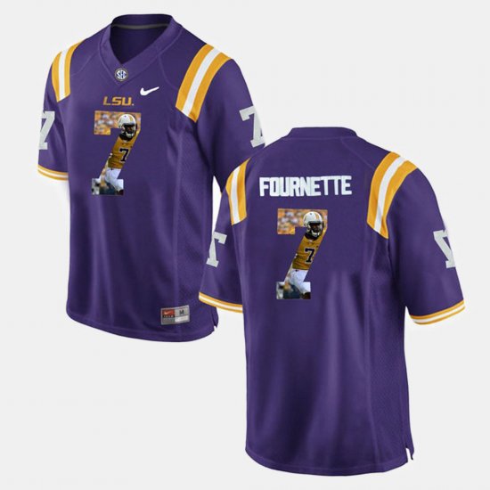 #7 Leonard Fournette Player Pictorial Louisiana State Tigers Men Purple Jersey 420746-386