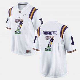 #7 Leonard Fournette Player Pictorial LSU Men's White Jersey 676690-662