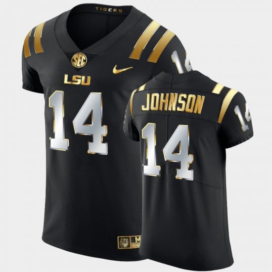 #14 Max Johnson Golden Edition LSU Elite Football Men Black Jersey 893975-493