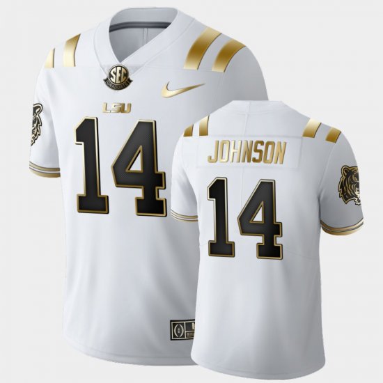 #14 Max Johnson Golden Edition LSU Limited Football Men\'s White Jersey 306776-483