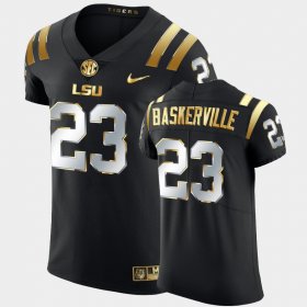#23 Micah Baskerville Golden Edition LSU Tigers Elite Football Men's Black Jersey 978923-124