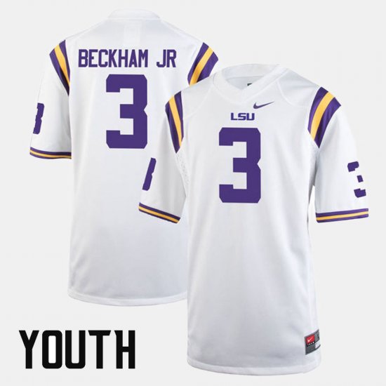 #3 Odell Beckham Jr Alumni Football Game Tigers Youth White Jersey 156311-662