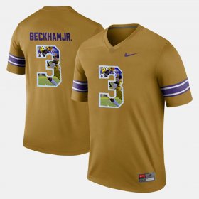 #3 Odell Beckham Jr Player Pictorial Louisiana State Tigers Men's Gold Jersey 753362-417
