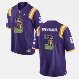 #3 Odell Beckham Jr Player Pictorial Louisiana State Tigers Men Purple Jersey 746953-520