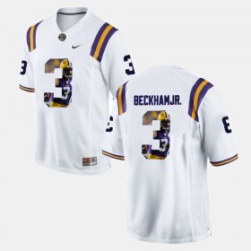#3 Odell Beckham Jr Player Pictorial LSU Men's White Jersey 121707-199