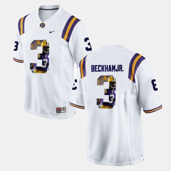#3 Odell Beckham Jr Player Pictorial LSU Men\'s White Jersey 121707-199