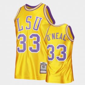 #33 Shaquille O'Neal Authentic Tigers 1990-91 Throwback Mens Gold Jersey 818430-284