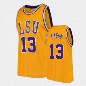 #13 Tari Eason College Basketball Louisiana State Tigers 2021 transfer Mens Gold Jersey 174800-476