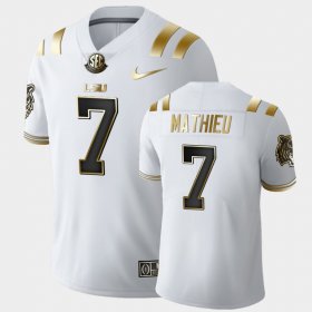#7 Tyrann Mathieu Golden Edition LSU Limited Men's White Jersey 454092-828