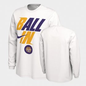 Ball In Bench Louisiana State Tigers Long Sleeve Men White T-Shirt 448725-919 Ball In Bench Louisiana State Tigers Long Sleeve Men White T-Shirt 448725-919