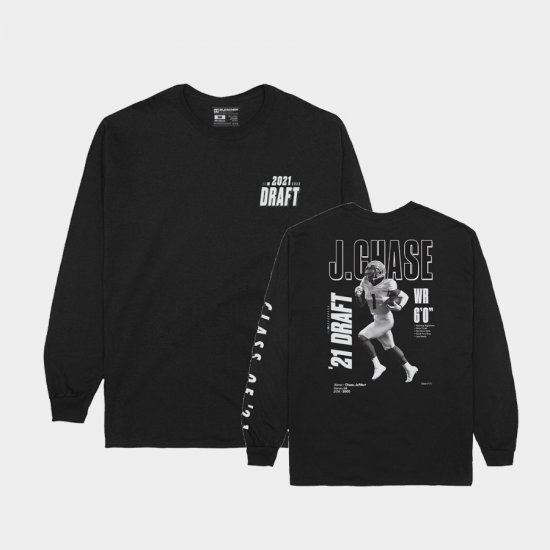 Ja\'Marr Chase 2021 NFL Draft Tigers Player Graphic Long Sleeve Men\'s Black T-Shirt 332085-801