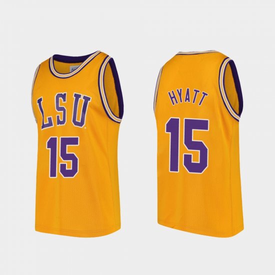 #15 Aundre Hyatt Replica Tigers College Basketball Mens Gold Jersey 712236-920