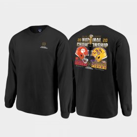 2020 National Championship Matchup Louisiana State Tigers vs. Clemson Tigers Long Sleeve College Football Playoff Men Black T-Shirt 356505-655