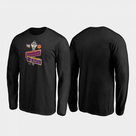 2020 National Championship Matchup LSU vs. Clemson Tigers Touchdown Long Sleeve Mens Black T-Shirt 425285-416