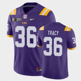 #36 Cole Tracy Game Louisiana State Tigers 2020 Football Mens Purple Jersey 465850-171