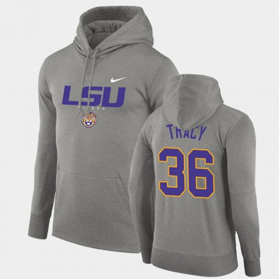 #36 Cole Tracy Facility Performance LSU Pullover Men\'s Gray Hoodie 190174-370