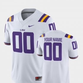 #00 Custom College Football Louisiana State Tigers 2018 Game Mens White Jersey 537438-741
